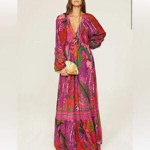 Farm Rio - Pink Cool Leopards Pink Maxi dress - size Small